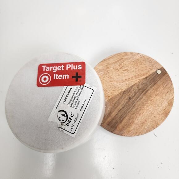 Target Threshold Marble Salt & Cellar with Wooden Lid Kitchen Accessory NEW - Picture 3 of 5